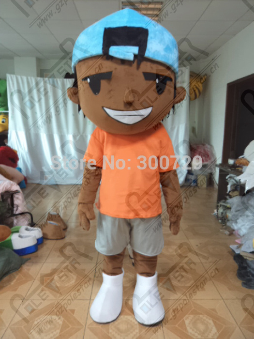 POLE STAR MASCOT COSTUME brown skin big head boy mascot costumes happy funny party costumes